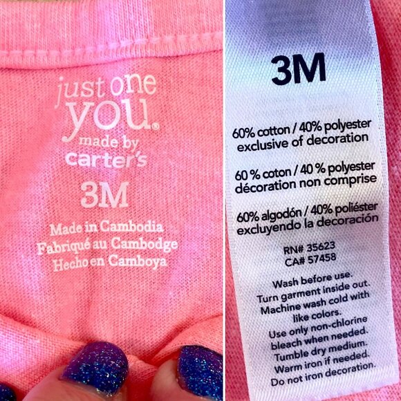 Just One You Carters Baby Girl Dress sz 3M in Pink with Bird Applique - Picture 5 of 7